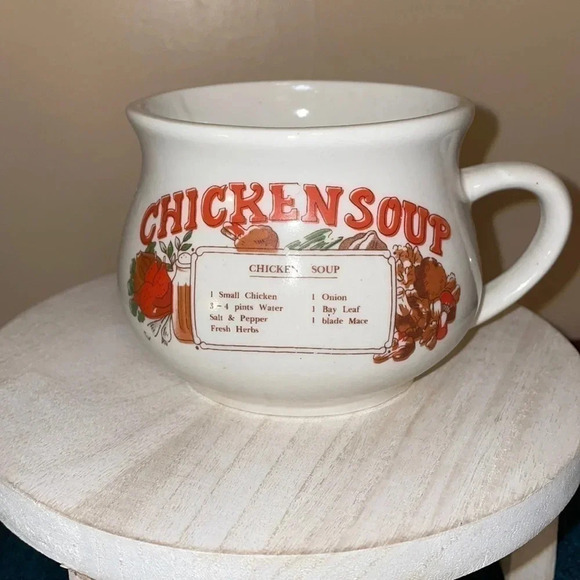 soup cup bowl Vintage chicken noodle soup handled 90s retro trendy - Picture 1 of 3